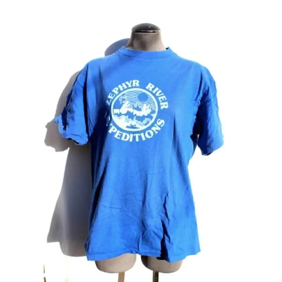 Vtg 1990s Zephyr River Expeditions Mens Short Sleeve Cotton Crew Neck T-Shirt - Picture 1 of 2